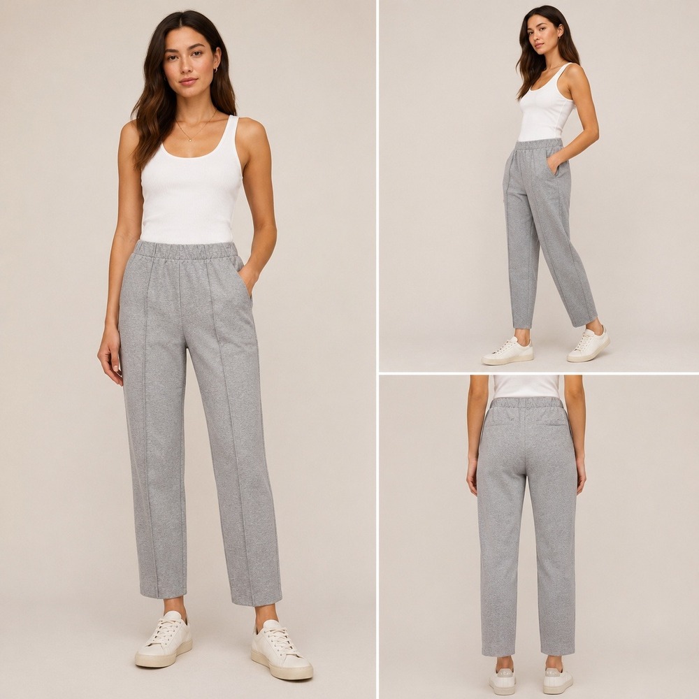 Everlane Dream Pant Heathered Charcoal Organic Cotton Modal Pintuck Tapered S